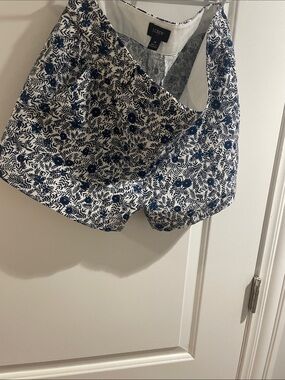J. Crew Blue & White Floral Shoulder Bag